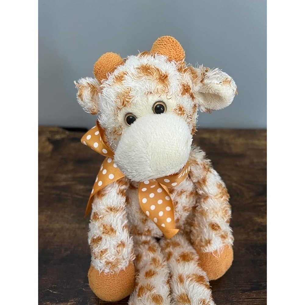 Orange Spotted Giraffe Plush Stuffed Animal Polka Dot Bow Floppy Toy 100692